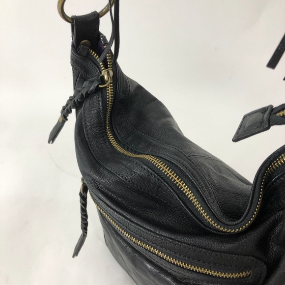 Tano Black Leather Shoulder Bag Purse - Picture 7 of 8